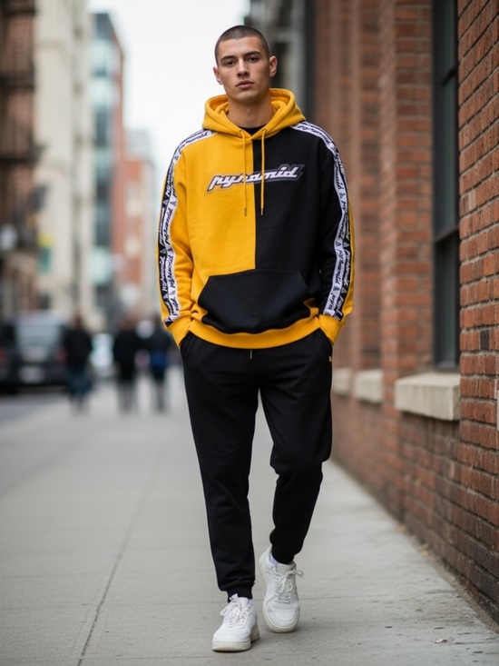 Black Pyramid Other - Black Pyramid Sz XL Hoodie Yellow Logo Mens Streetwear Sweatshirt